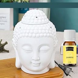 Ceramic Electric Buddha Aroma Diffuser Night Lamp Light with Jasmine Aroma Oil 15ml Each-image-73