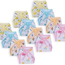 Bumsies Tie up Nappy For Babies, Reusable, Washable Soft Muslin Cotton Nappy/Langot for New Born Baby | Gentle on Baby Skin, Pack of 12 | Helps in Potty Training | Small, Dyd, Plain-32