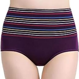 Women Cotton High Waist Tummy Control Hipster Panty, Free Size, Purple-image-33