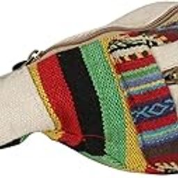 Hemp Fanny Pack for Both Men and Women Waist Belt Bag Handmade Pack from (White & Multicolored)-image-123
