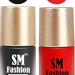 SM FASHION Nail Polishes, Black-Red Velvet Matte Nail Paint Combo Set of 2 Pcs 7ml each-12