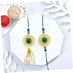 Rakhi for Brother, Designer Rakhi Set of 2, Rakhi for Brother and Bhabhi, Boy Men, Bhai, Elder Bhaiya, Lumba Bhabhi, Rakhis For Rakshabandhan, Tilakk Set, Rakshabandhan Set for Men, Raksha Sutra Thread Set-8