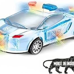 Kiddie Galaxia Branded Police Car with Lights, Push & Go Powered, Music and Siren Sound Car Toy for Kids Toy Vehicle Playsets ( Made in India )-image-3