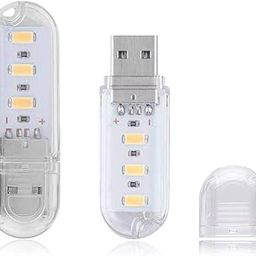 Efillooc USB Mini LED Book Light Night Lamp USB Powered (3 LED 2Pcs, Cool Light)-picture-31