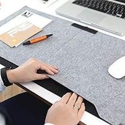 House of Quirk Laptop Keyboard Mouse Felt Pad with Paper and Pen Pocket for Desktops (Grey)-image-19