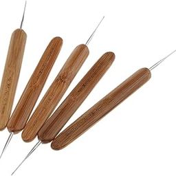 LOOM TREE® 5 Pieces Bamboo Hair Weaving Crochet Needles Hooks Dreadlock Tool 0.5Mm-31