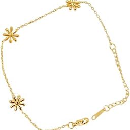 Women's Gold-Plated Daisy Charm Chain Bracelet-image-1