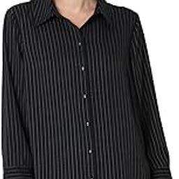 Women's Monochrome Pinstripe Regular Fit Shirt | Desk to Dinner.-image-44