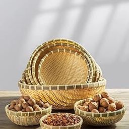 Bamboo Round Basket (Handmade)||Natural Eco-Friendly||(13.5 X 4.33 Inches)-image-17