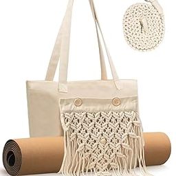 COTTONCUBE Macrame Yoga mat Bag Bohemian Handbags for gym Garden-image-120