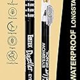 Eyetex Dazller Eye Combo Pack: Water-resistant Eyeliner (Black), 1.1g + Eyebrow Pencil (Black), 1.5g, Matte Finish-picture-31