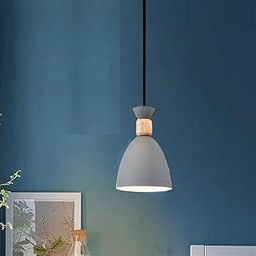 Groeien Modern Pendant Nordic Wooden Indoor Lighting Hanging Fixture Lights Minimalist Lamp Dining Room Pendant Lamps Indoor Decoration Home (1, Gray)-image-20