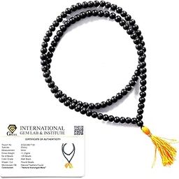 RK Gallery 100% Natural Unpolished Original Karungali Mala 6mm | Karungali MalaI with Lab & Government Tested Certified | Black Ebony Wood Mala for Men, Women and Kids | (108+1 Beads)-22