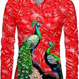 Men's Cotton Blend Regular Fit Printed Unstitched Shirt Fabric 2.25 Meters with Elegant Design For Casual Outings, Parties, Festivals (Red)-picture-18