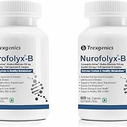 Trexgenics Nurofolyx B Advanced Nervous System and Healthy Fatty Acid Metabolism and Energy Boost with Choline 250 mg, Inositol 333 mg -60 Veg. Capsules - Pack of 2-30