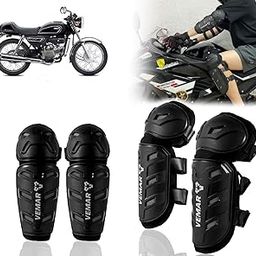 Auto Pearl Motorcycle Knee Shin Guards Elbow Pads, 4 in 1 Monstor Style Knee Shin Safe Protection Armor for Moto Cycling Racing compatible with Splendor Pro Classic (Black, 4Pcs)-image-66