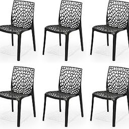 KITHANIA Plastic Web Chair Outdoor Without Arm Chair (Jali) Gloss Finish Standard Chair for Home, Office and Restaurant, Plastic Outdoor Chair (6, Black, Standard)-picture-26