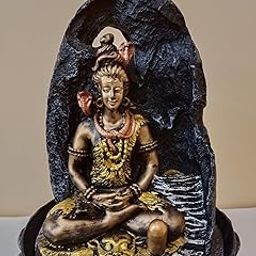 Decorative Indoor Tabletop Water Fountain with Buddha Statue, Ornate Arch Design, Black and Gold-image-62