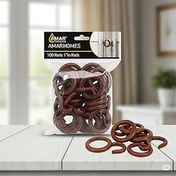 AMAR Homes Plastic Curtain Rings with Hooks for 1-Inch Rod | 1.25 Inch Inner Diameter | Smooth Glide Drapery Rings | 100 pc Bulk Pack for Door, Windows, Bathroom Curtain. (Brown)-image-28