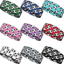 9 Pieces Soccer Headbands for Girls Soccer Headbands for Boys Soccer Headband Elastic Soccer Headbands Adjustable Soccer Hair Accessories for Girls Women Teens (Multicolor)-picture-8