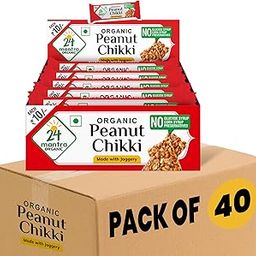 24 Mantra Organic Peanut Chikki - 20g, Pack of 40 | Crunchy, Healthy, and Delicious | No Added Preservatives and Colours | Made with Jaggery and protein rice peanuts - 800G-image-41