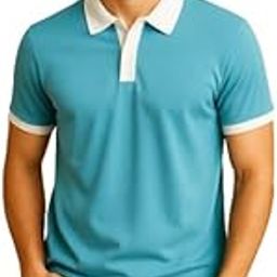 Men Colorblock Polo Neck Cotton Blend T-Shirt for Men,Trendy T-Shirt,220 GSM Cotton Fabric,Contrast Polo-image-51