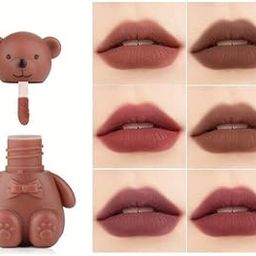 2in1 Teddy Bear Keychain Liquid Matte Velvet Shade Lip Gloss Lipstick | Long Lasting, Waterproof, Non-stick,-image-10