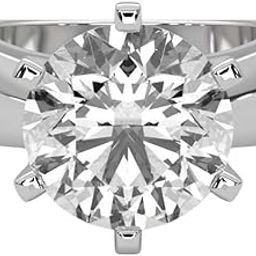 5ct Certified Moissanite Round Solitaire Ring for Women, 925 Sterling Silver, 18k Gold Plated, 6 Claw Set Wide Band Engagement Ring, Luxury Jewelry Gift for Her-image-33