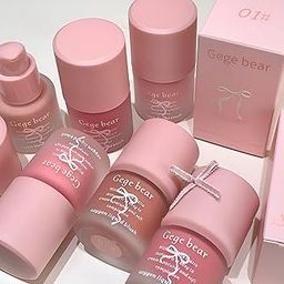 Gege Bear Light Blush Liquid | Long Lasting & Smooth Finish | Pastel Aesthetic | Lightweight, Hydrating & Buildable | Easy to Blend | Long-Wearing Natural Glow | Rose & Pink Cheek Blush Look | Soft & Dewy Finish | Liquid Blusher For Women, Teens & Gen Z (08# Almond Dew, 11.5ml)-image-78