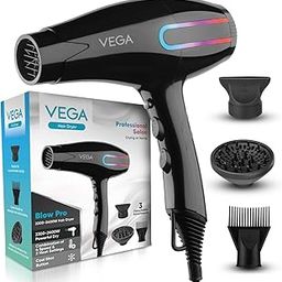 VEGA Blow Pro 2200-2400 Watts Hair Dryer With Comb,Concentrator&Diffuser Nozzles,2 Speed&4 Heat Settings,With Cool Shot,Cut-Off,Hair Dryer&Blow Dryer For Men&Women,1 Year Warranty (VHDP-05),Black-image-47