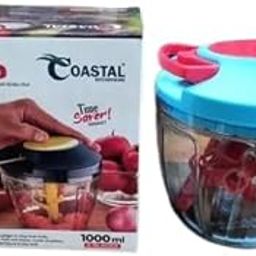 Coastal Quick Chopper Turbo, Manual Food Processor with Pull String Mechanism, 450ml, Blue and Red-13