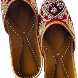 Maroon Embroidered Jutti for Women | Handcrafted Women's Flats with Heart-Shaped Rhinestone Accents, Traditional Ethnic Footwear for Festive Occasions-image-23