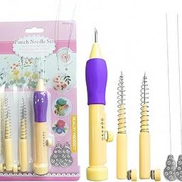 LECRAFT Punch Needle Set for Embroidery & Rug Making - Adjustable Ergonomic Handle with 3 Needle Sizes & 2 Threaders - Craft Tool Kit Art-image-10