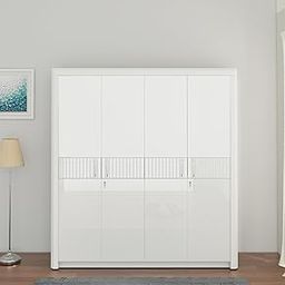 Spacewood Arctic 4 Door Wardrobe | High Gloss White Finish | Engineered Wood Almirah with 2 Lockable Drawers & 2 Hanging Spaces | Bedroom Cupboard Almari | 3-Year Warranty-20