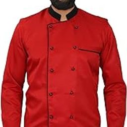 Unisex Chef Coat Contrast,PolyCotton, Mushroom Button-image-84