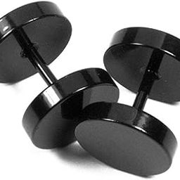 Perfect4U Round Black Stud Earrings For Mens Boys Black (Pack of 2)-image-63
