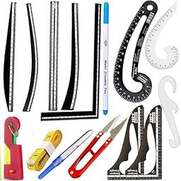 Set of 15 Tailoring Stitching Black Fashion Designing Scale Kit Pattern Making Ruler Kit Sewing Ruler Set, French Curve, Tailor Ruler, Sewing Measuring Kit-image-18