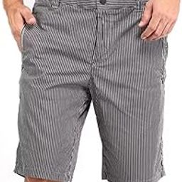 Men's Striped Cargo Shorts, Navy and White Pattern, Cotton Blend, Casual Wear-image-82