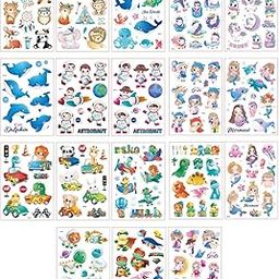 TREXEE (18 Sheets) Cartoon Temporary Tattoo Sticker for Face Arm Cartoon Temporary Tattoo Sticker,Party Decoration Sticker for Boys Girls Multi-image-80