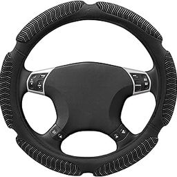 MAPPLE CREATION Car Steering Wheel Cover Microfiber Leather Universal Soft Anti-Slip Breathable Car Steering Wheel Size M 37-38cm - No Stitching Needed 15 inch for Car, Truck, SUV - Black-picture-22