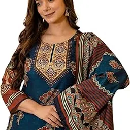 skylee Women's Cotton Printed Straight Kurta with Pant & Dupatta-picture-10