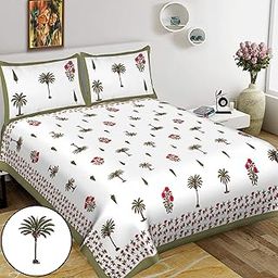 RHF 300 TC Super King 100% Cotton Traditional Bedspread Bed Cover Floral Design Double bedsheet with 2 Pillow Covers (8 Feet X 9 Feet, 100" X 108") Multi-40-image-44