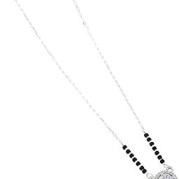 Stylish Mangalsutra for Women | Silver Plated with American Diamond | Short 18 Inch Black Beads Chain-image-70