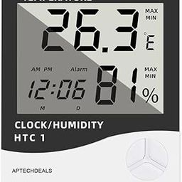 ApTechDeals HTC-1 Digital Hygrometer Thermometer Humidity Meter With Clock LCD Display-17