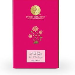 Forest Essentials Luxury Sugar Soap | Rose & Cardamom | Ayurvedic Handmade Organic Bath Soap| Scented Soap For Smooth & Soft Skin | Made with Raw Cane Sugar-38