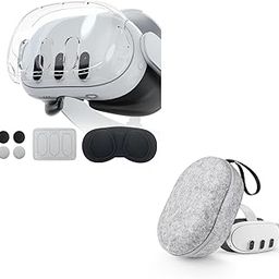 Protective Case for Meta Quest 3 with Clear Shell, Lens Cover, Tempered Film, Joystick Caps, Anti-Scratch & Dustproof VR Accessories for Oculus Quest 3-17