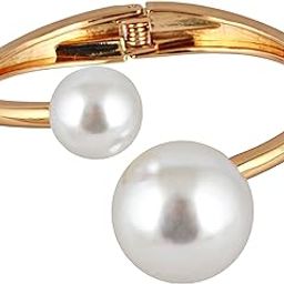 Fashion Jewellery Stylish Gold Plating Bangle Big and Small Pearl Adjustable Cuff Bracelets Gifts for Teen Girls Bracelet for Women & Girls (375-CHB2-1304)-41