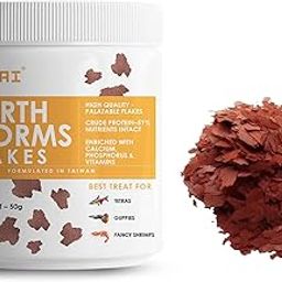 Earth Worm Flakes with 51% Protein 50G Supplement Treat All Life Stages, Boost Color and Fish Food for Tetras, Guppies and Fancy Shrimps-image-33