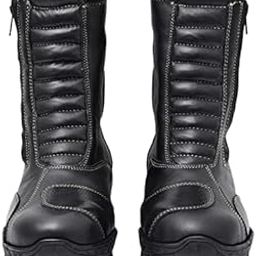 Biker Waterproof Boots with Steel Toe : High Ankle Leather Waterproof Boots for Men with Memory Foam Footpad & High Performance Rubber Sole. Sizes 5 to 12 Available. Article : 706Black-picture-9