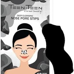 TEEN TEEN Deep Cleansing Charcoal Nose Pore Strips (Pact of 10 Strips), Instant & Painless, Blackheads, Whiteheads Remover, All Skin Types, Charcoal, 10gm-9